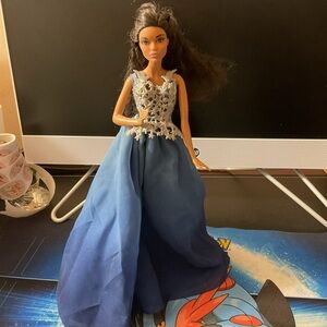 Elegant Doll with Blue Gown